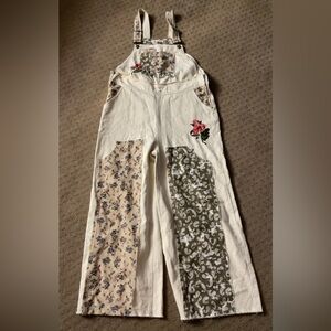 Floral Patchwork overalls with Embroidered Detail POL